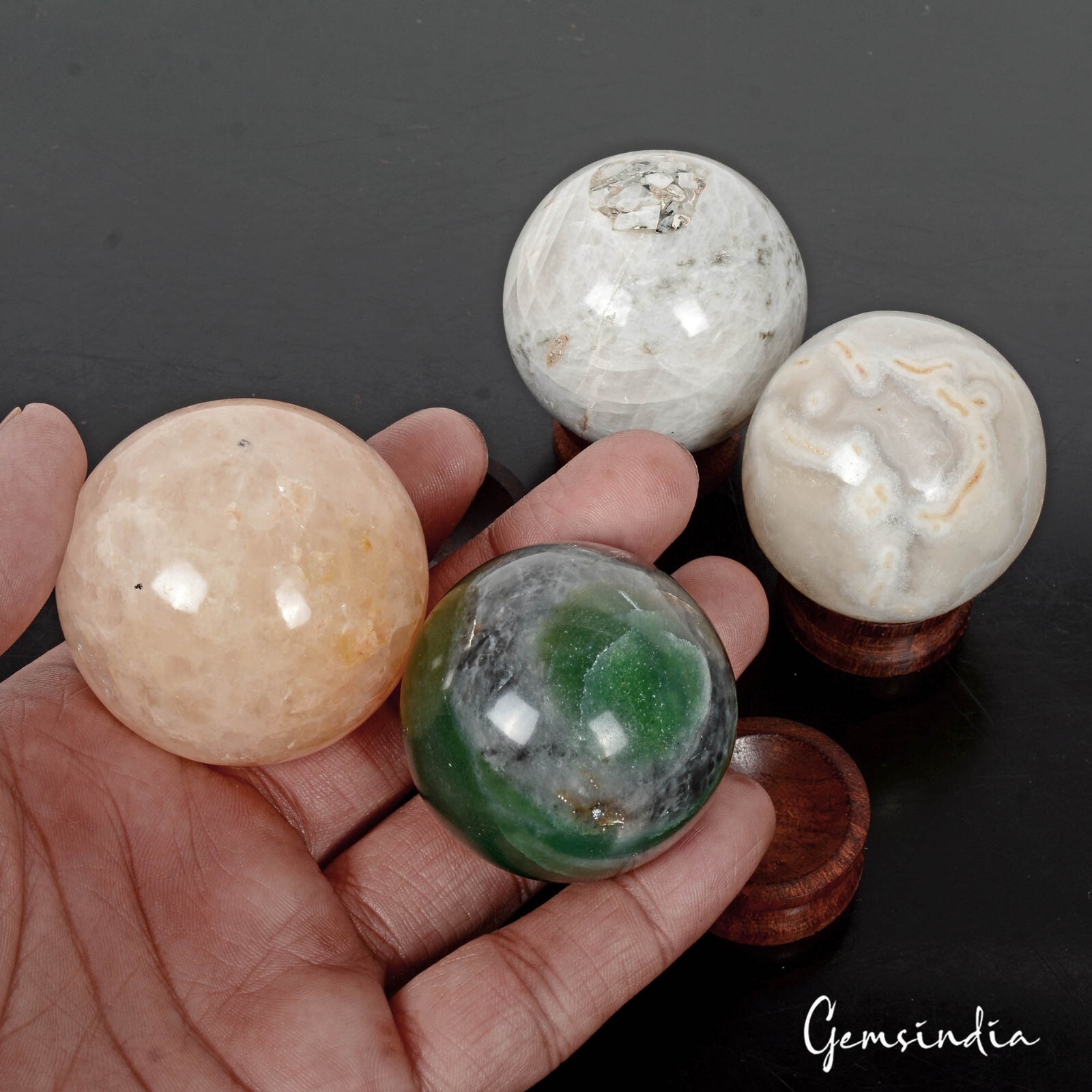 2050 Ct/4 Pcs Natural Untreated Multi Gems Healing Crystal Wholesale Gems Sphere