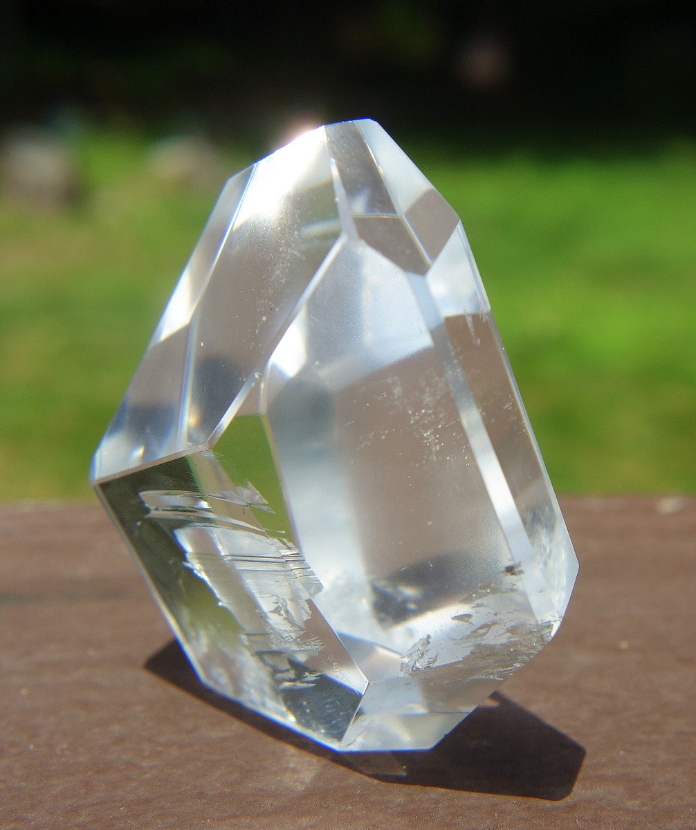 Polished Lemurian Quartz Free Form Crystal with Rainbow