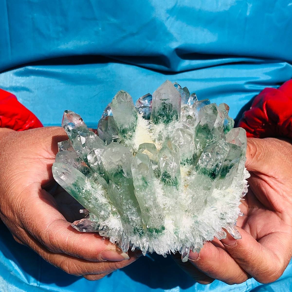 2 piece Lab-Grown Green Crystal Clusters Healing Energy Home Decor 2.61LB