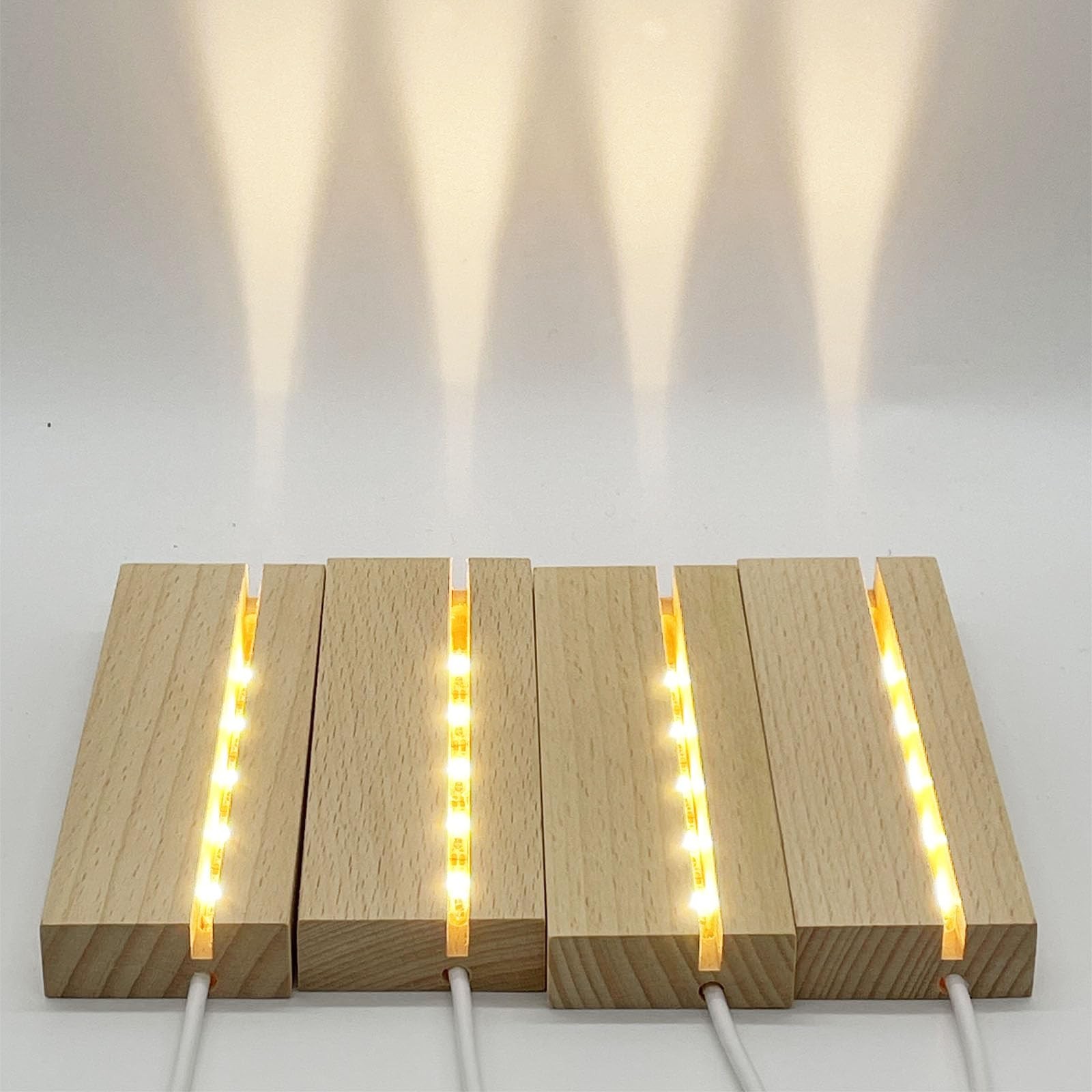 4Pcs 4.33″ Wooden Light Display Stand Base,Rectangle Wood Light Base Wooden L…