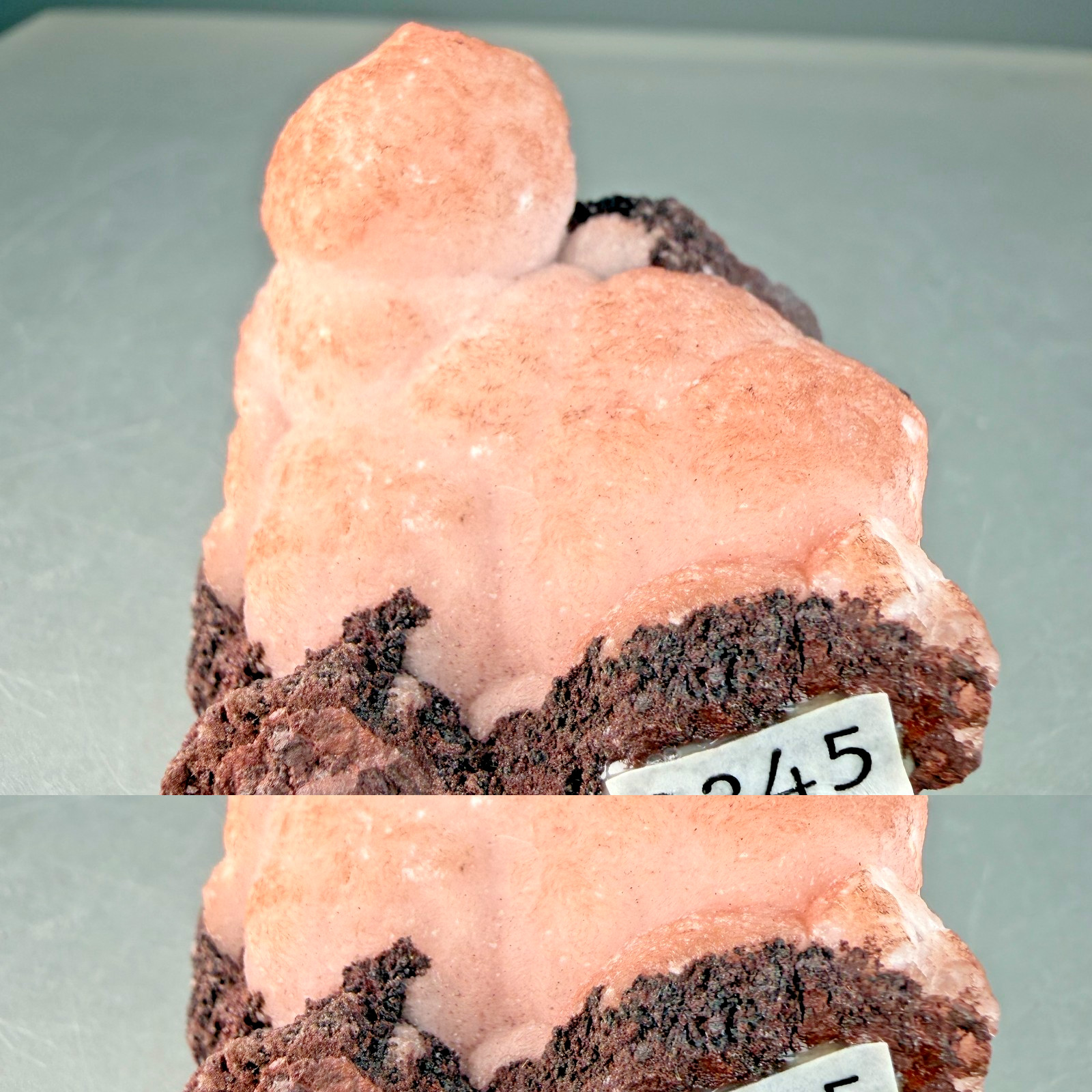 Vibrant Pink Manganocalcite on Hematite: Montreal Mine, Iron County, Wisconsin