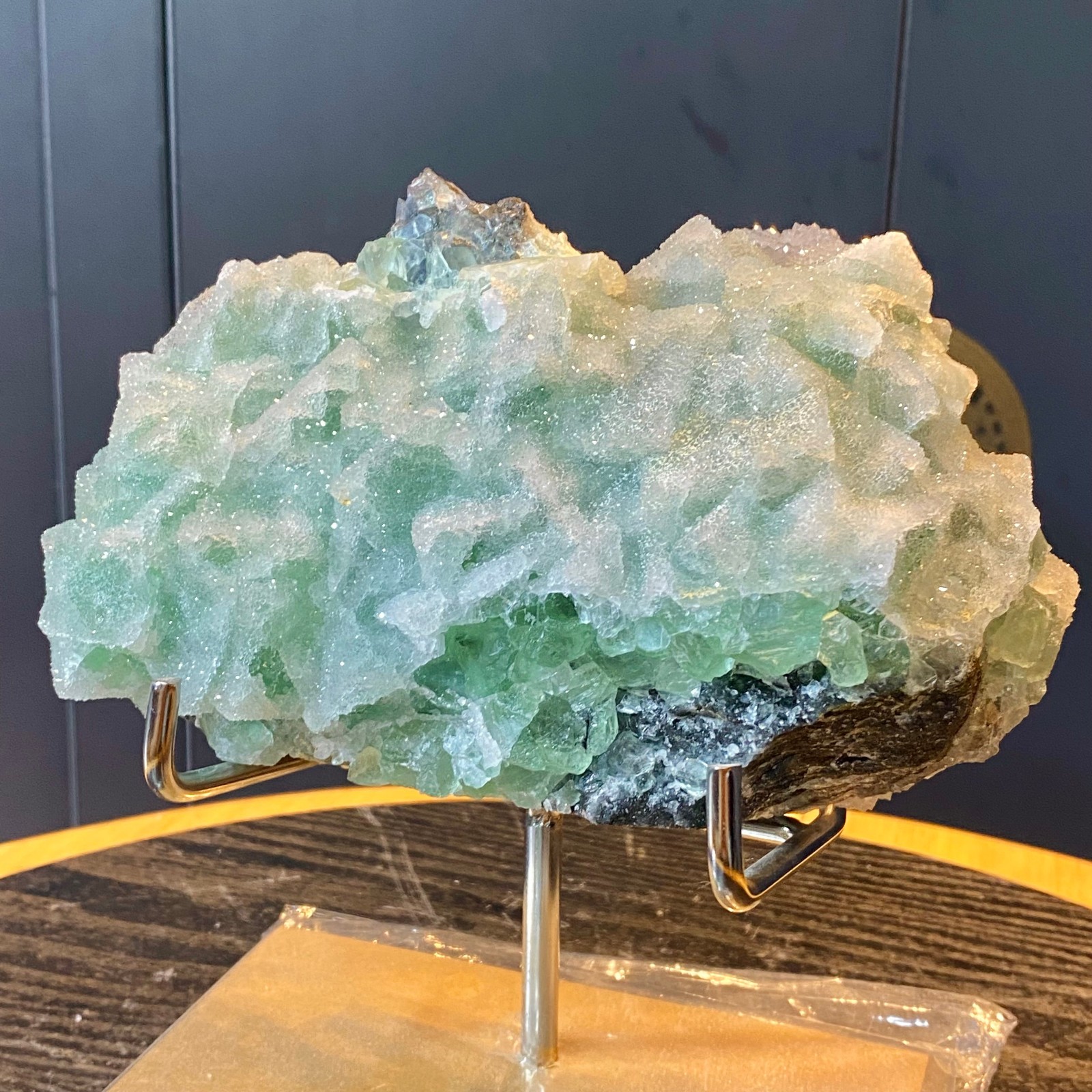 3.83LB Natural green cubic fluorite quartz crystal cluster mineral specimen