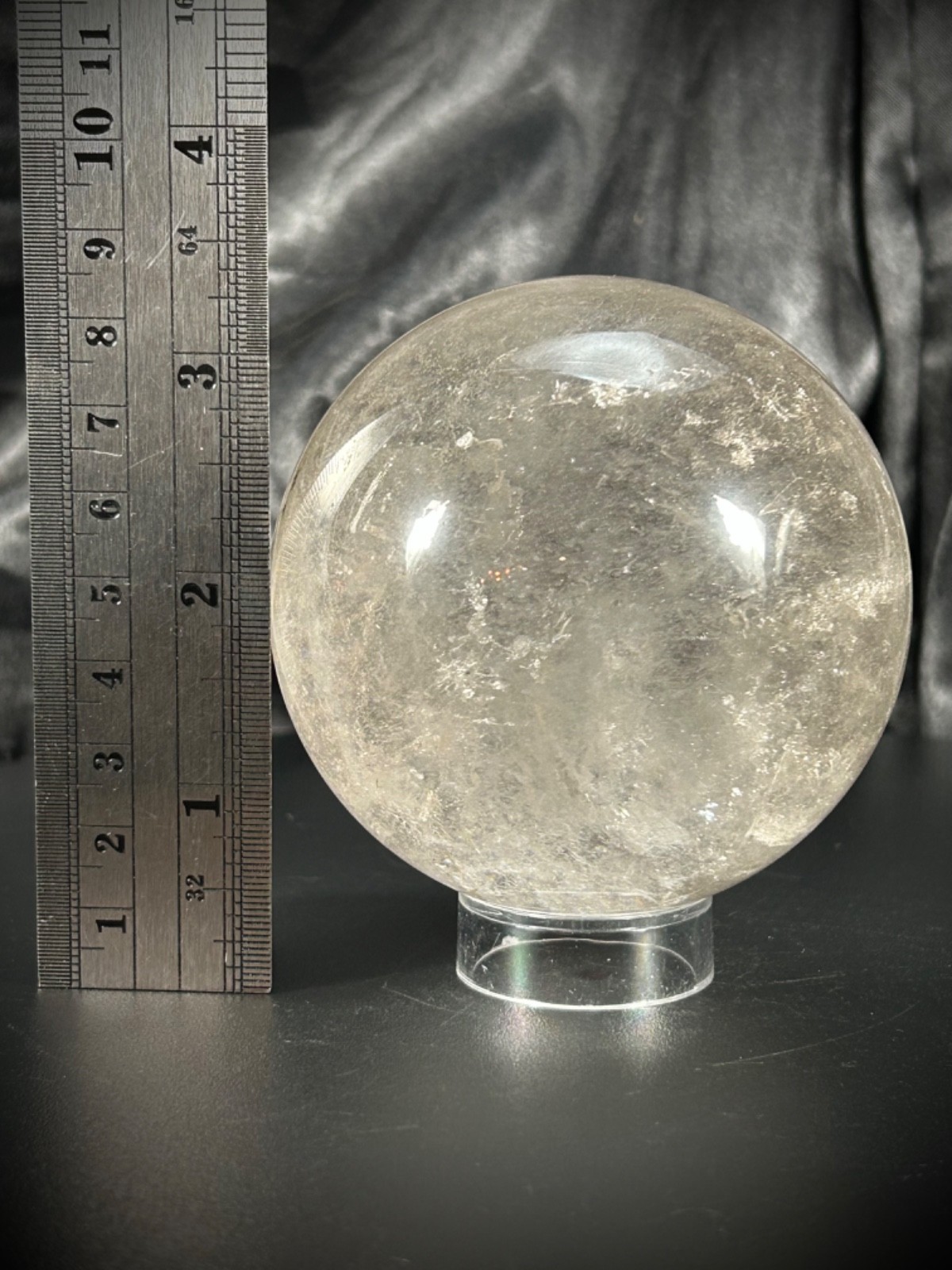 3.07″ Lodolite (Garden) Quartz Sphere With Acrylic Stand 1lb 6.6oz (639 grams)