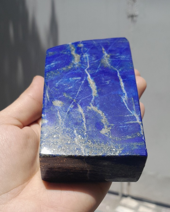 650Grams Lapis Lazuli Freeform Rough Tumbled Polished With Iron Pyrite Inclusion