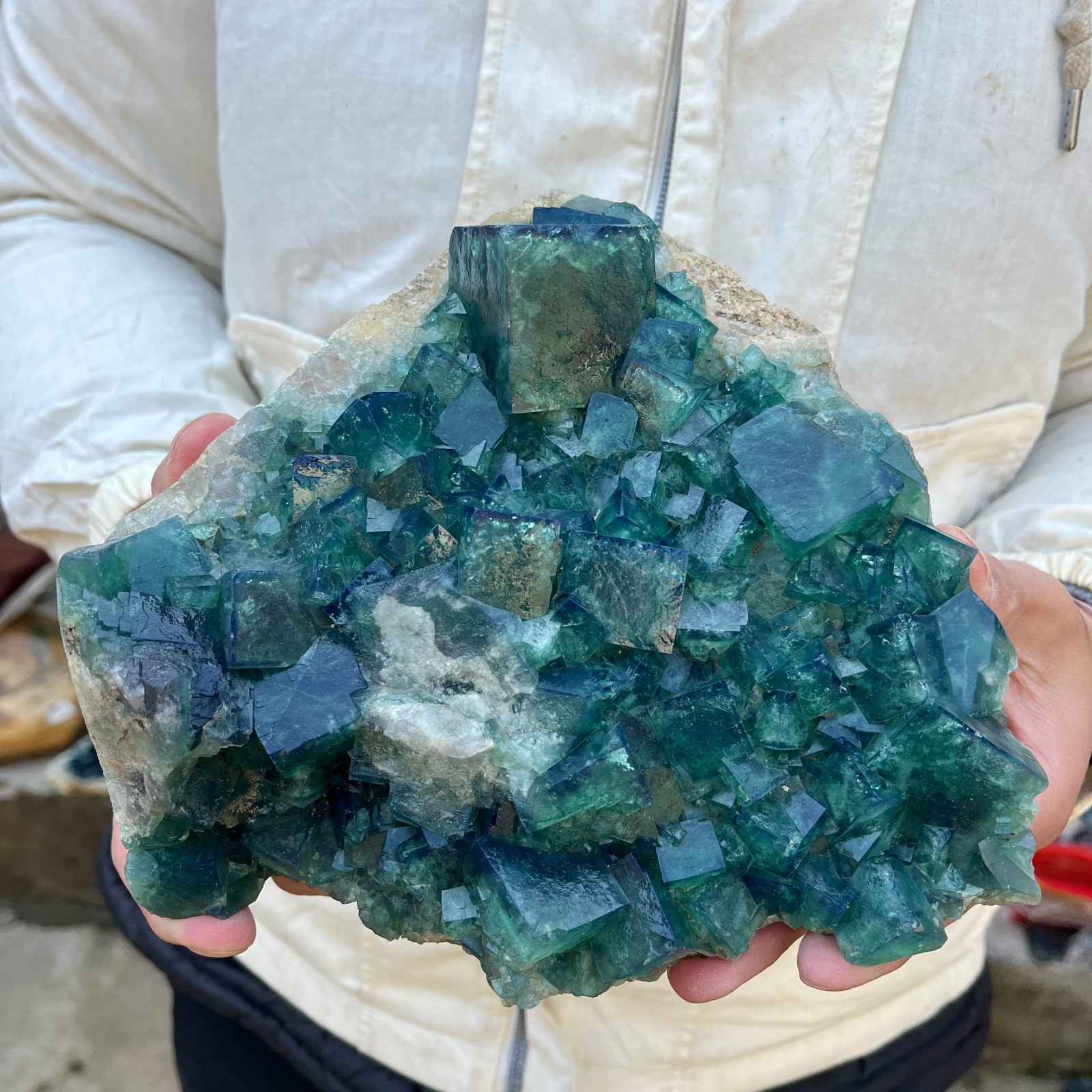 8.2lb Natural cubic green fluorite crystal clusters rough specimen Madagascar