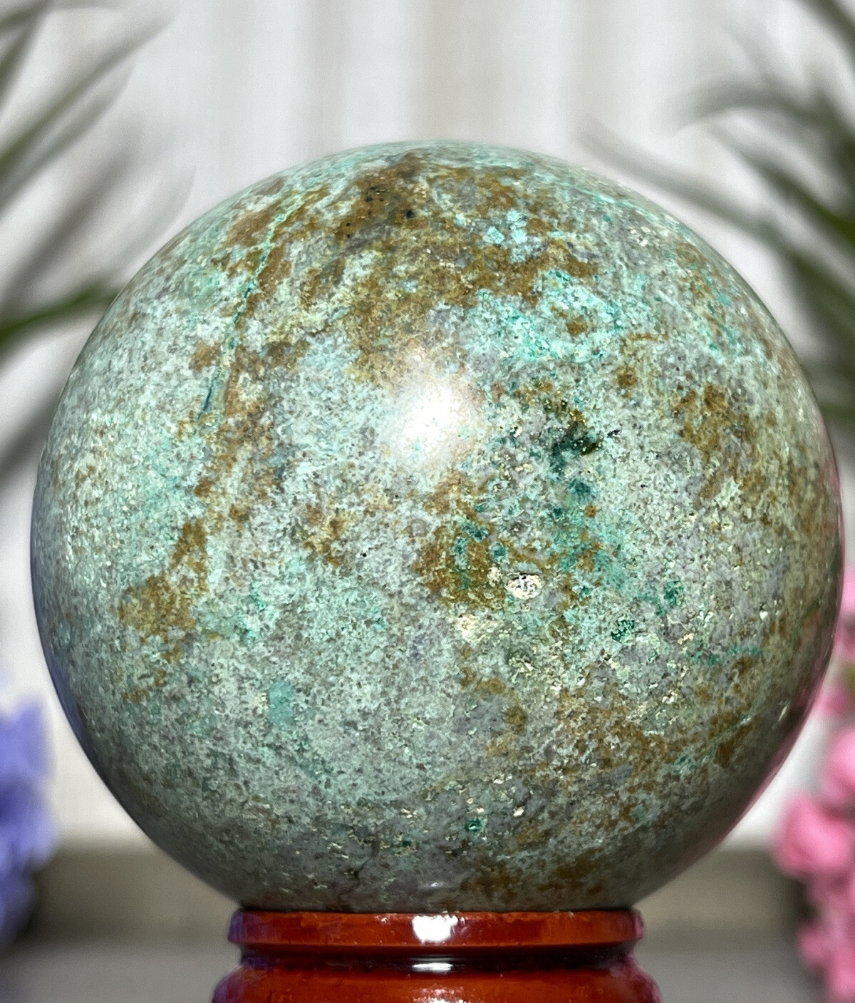 PHOENIX SPHERE 💚 Green Blue Mineral Copper Ore Malachite Turquoise Crystal Orb
