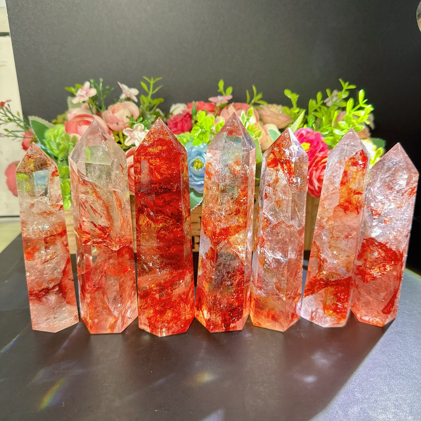 Natural Hematoid Quartz Tower Point Obelisk Healing Crystal Mineral Specimen