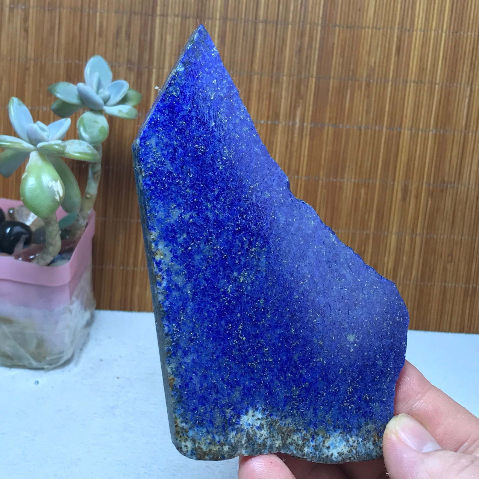 118-79-6mm Natural Lapis lazuli slice Crystal gemstone Polish/rough 104g A2860