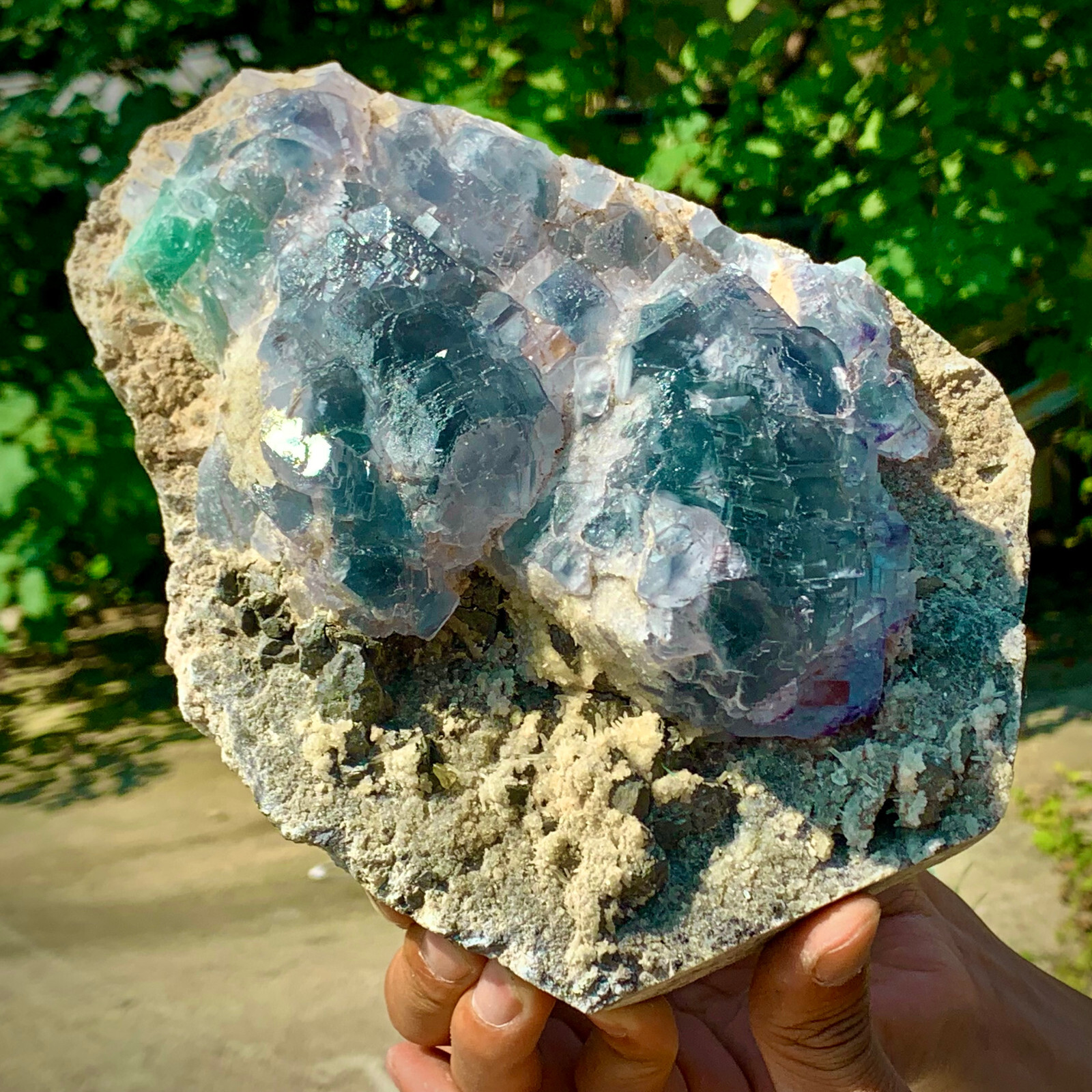 5LB pound rare transparent blue cubic fluorite mineral crystal sample/China-