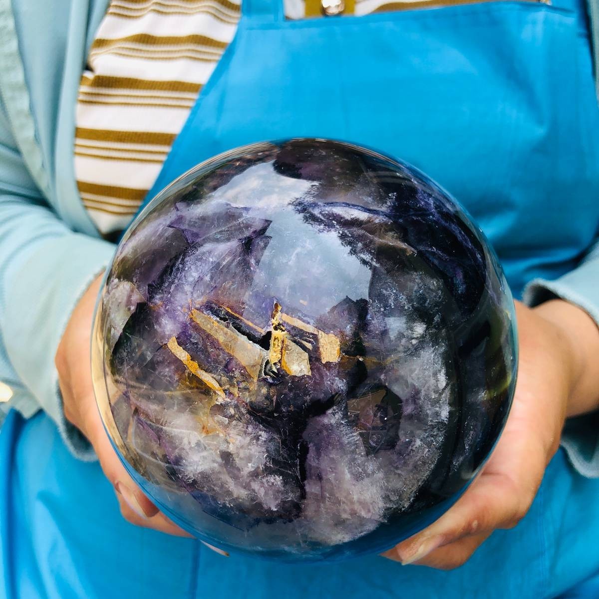6.22LB Natural Crystal Rainbow Fluorite Sphere Display Ball Reiki Healing