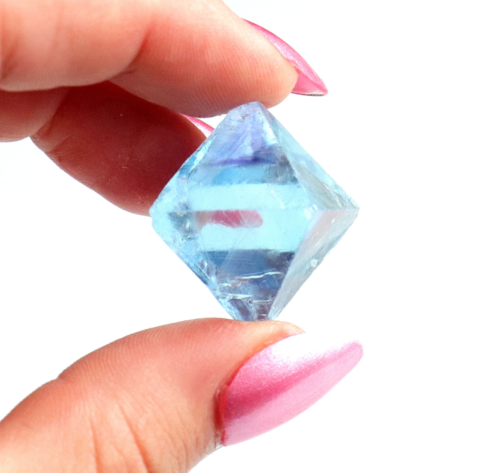 Fluorite Octahedron Gemmy Sky Blue Color Cave In Rock, Illinois 2.9 Cms