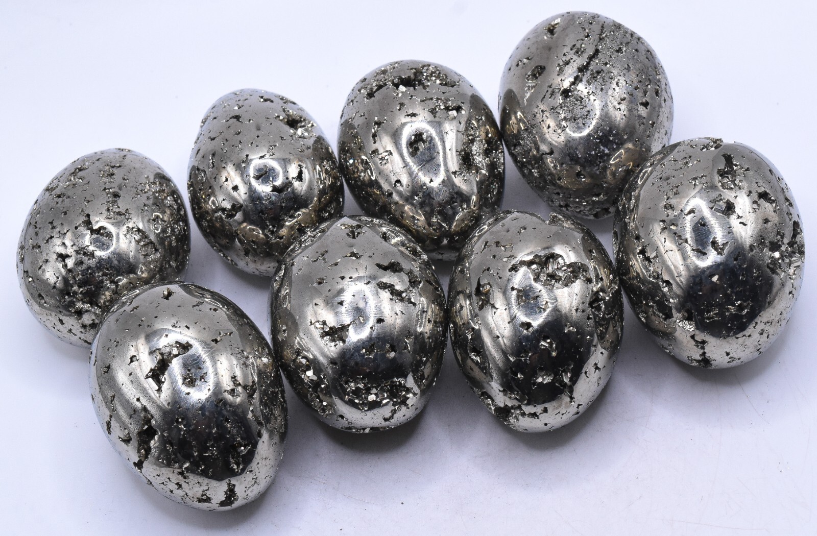 2.2″ Golden Iron Pyrite Geode Egg Polished Natural Crystal Mineral – Peru (1PC)