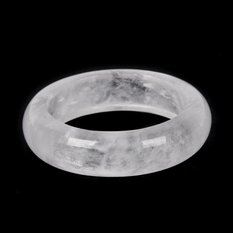Natural Quartz Crystal Agate Gemstone Ring Round Statement Ring Polished Healing