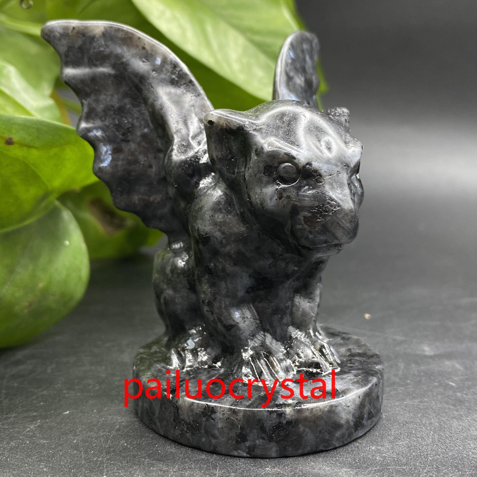 200g+ 1pc Natural Specctrolite Gargoyle Quartz Crystal Skull Carved Figurines 3″