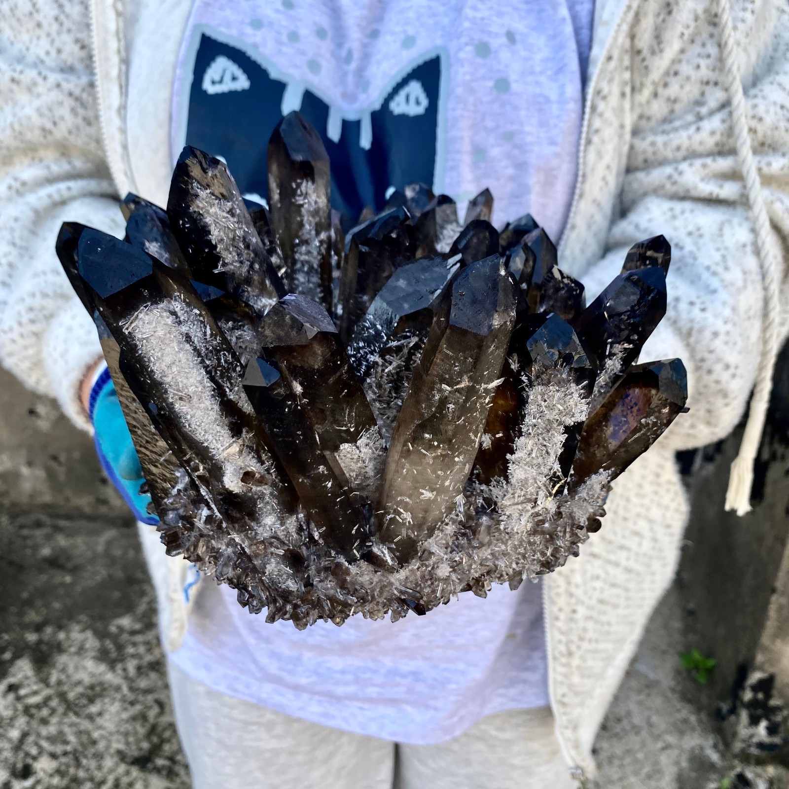 15.43LB New Find black Phantom Quartz Crystal Cluster Mineral Specimen Healing