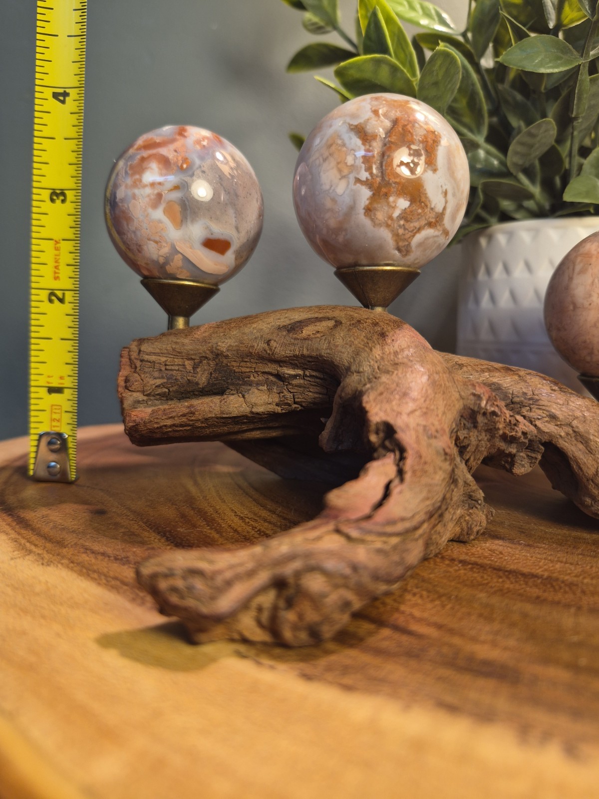Drift Wood Stand Holds 3 Sm-Med Spheres