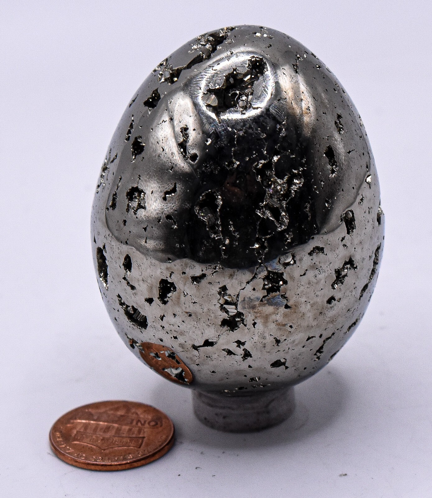 2.2″ Golden Iron Pyrite Geode Egg Polished Natural Crystal Mineral – Peru (1PC)