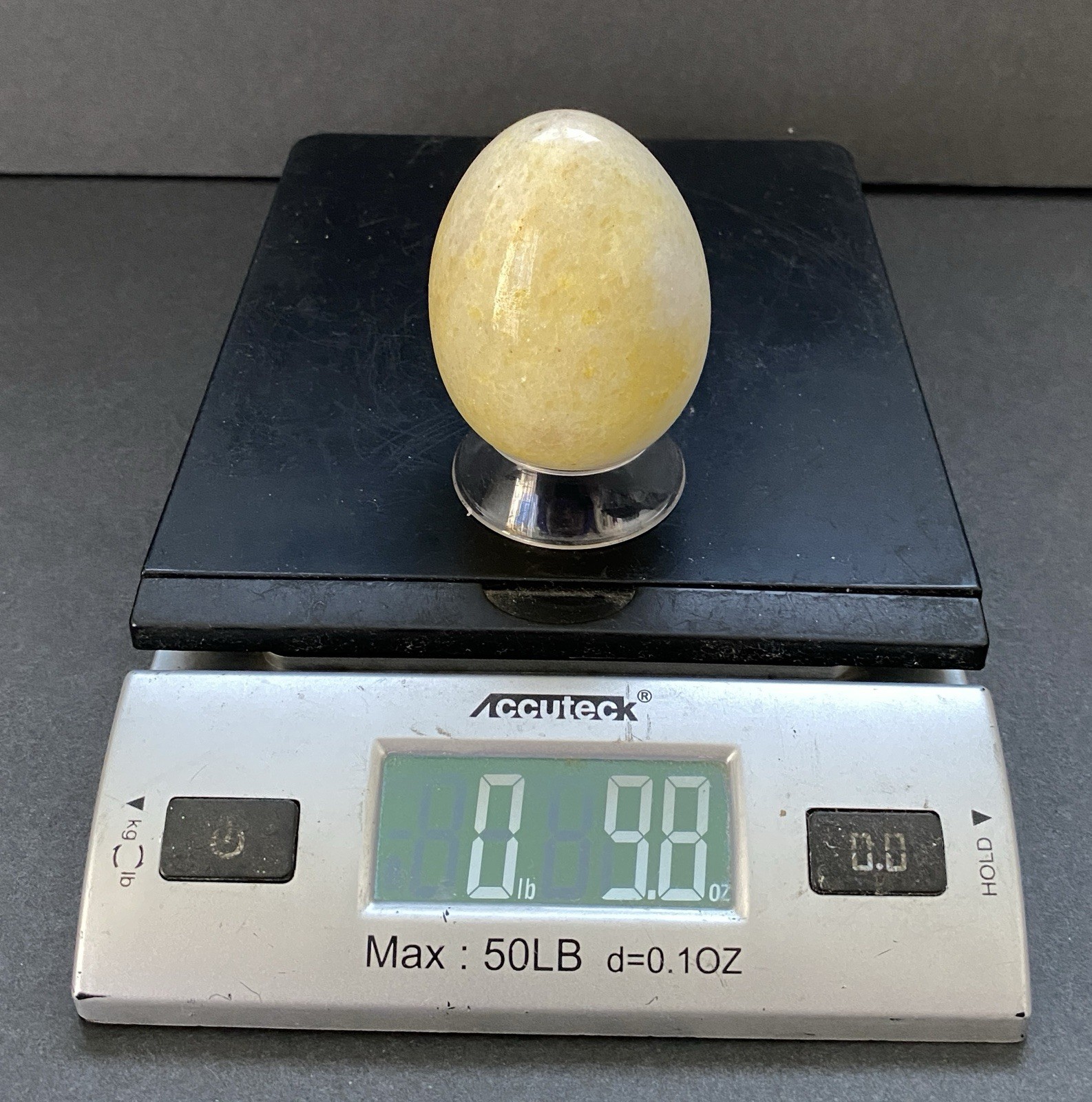 Natural Onyx Stone Egg With Stand Hand Polished Banded Agate Calcite Crystal