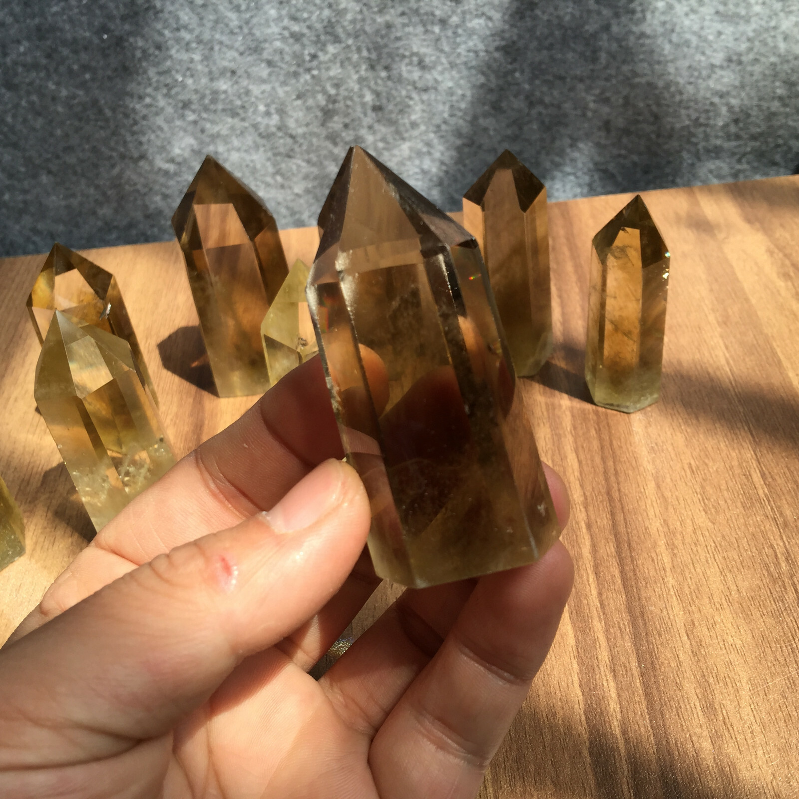 1PCS natural smokey citrine quartz obelisk crystal wand point healing
