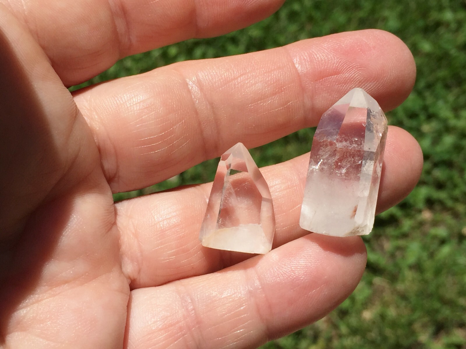 Lot 2 Arkansas Quartz Crystal Display Specimen Points Standing 1 1/8″ & 7/8″