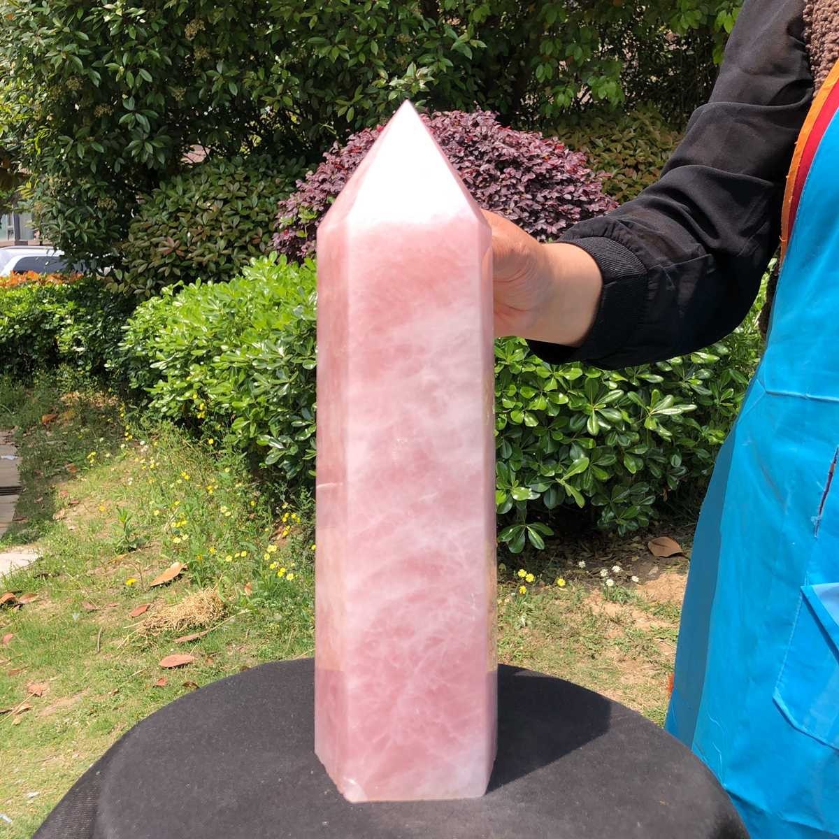 9.74LB Natural rose quartz obelisk pink crystal tower point healing decor