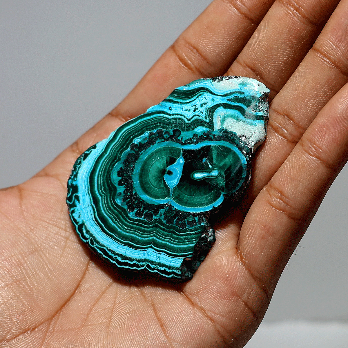 The Seer’s Stone — Orbital Chrysocolla Malachite Gem Slab — Banded Mineral Slice