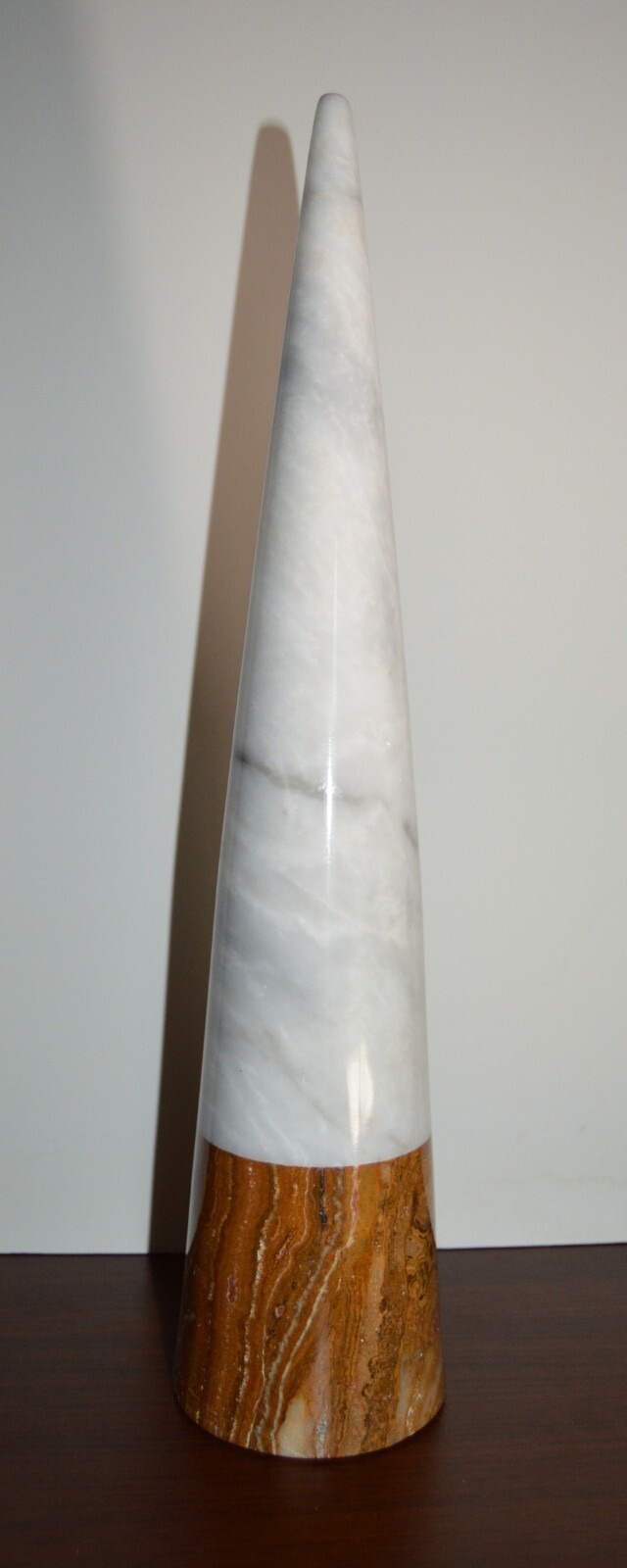 BN Marble Conical Tower – White and Brown – Almost 18″ in height
