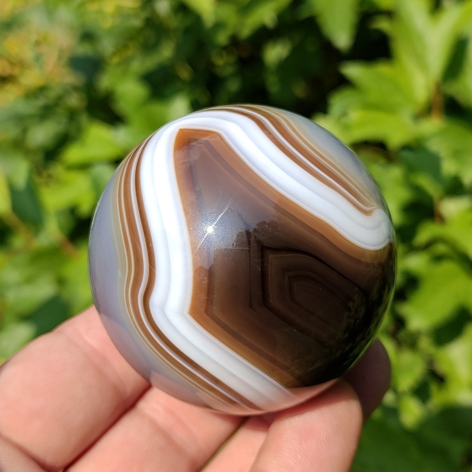 Dramatic 60mm Madagascar Agate Sphere, Mocha Banded Agate Display Sphere