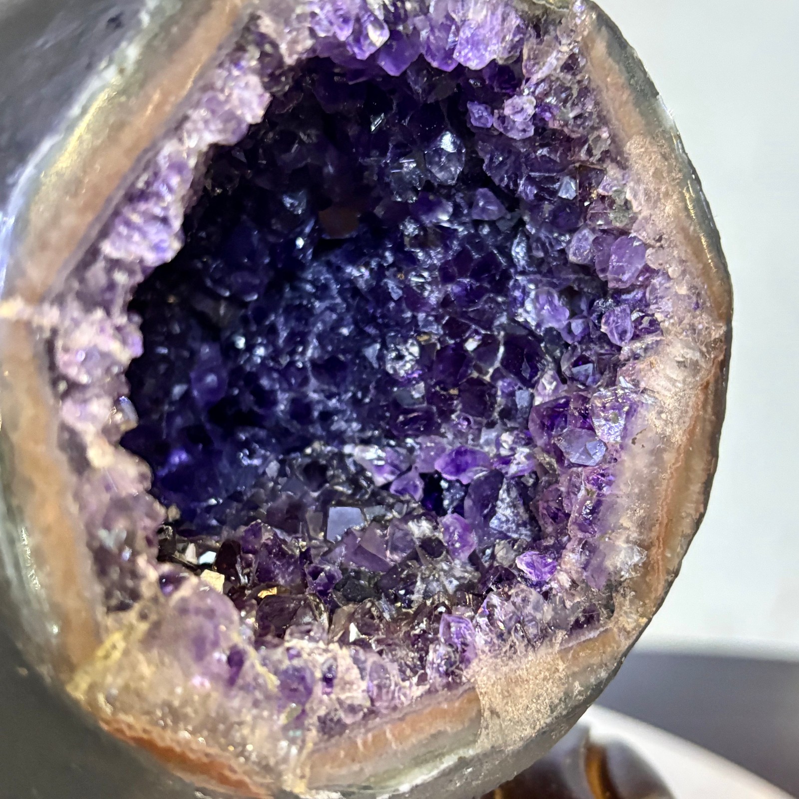 5.6LB Natural uruguay amethyst geode quartz money bag crystal +stand