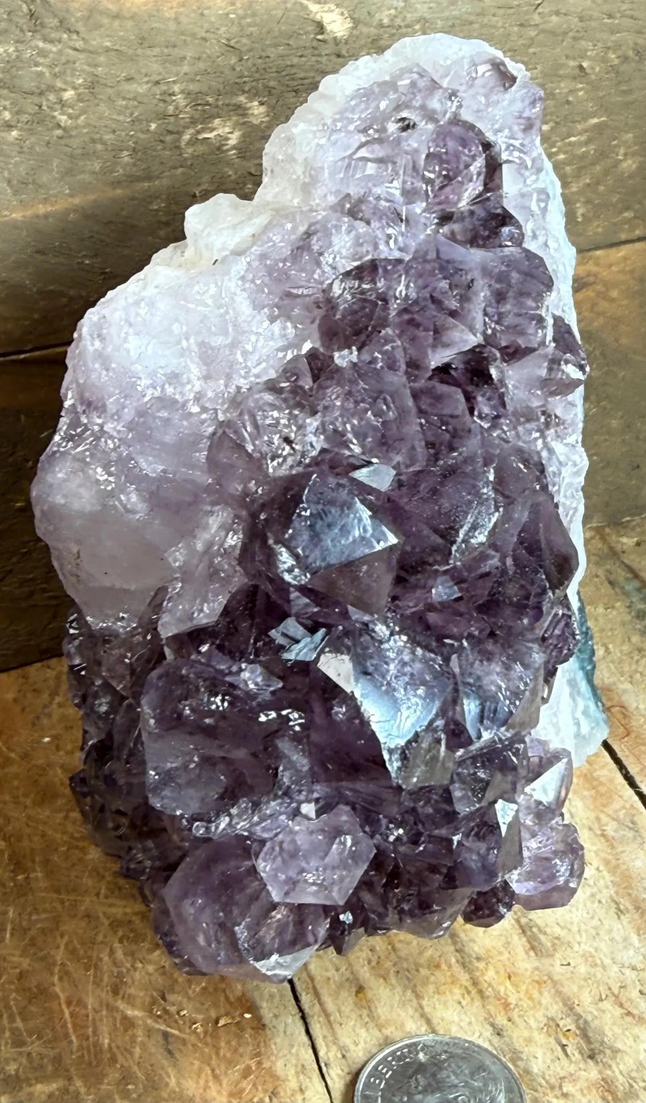 3.75″ Standing Amethyst Cluster ,Brazilian Druzy Geode with Cut Base Display