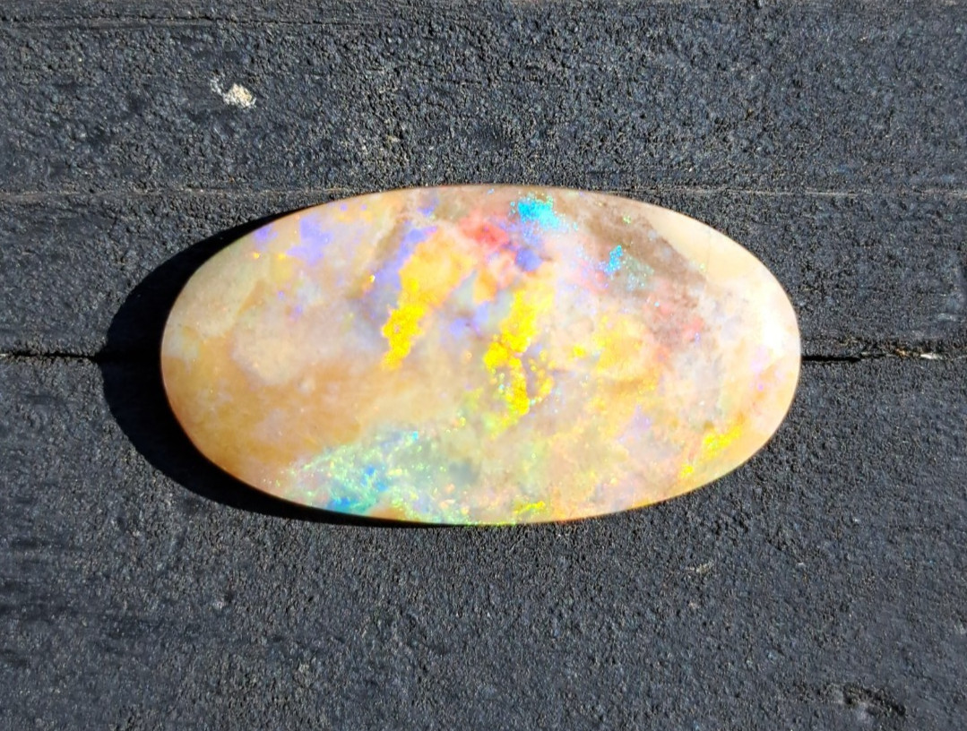 Large Multicolor Andamooka Hard Matrix Double Sided Carbonized Polished Colorful