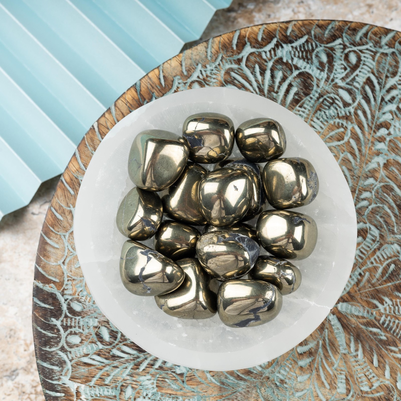 Pyrite Crystal Tumble Stone, Polished Stone for Meditation & Healing