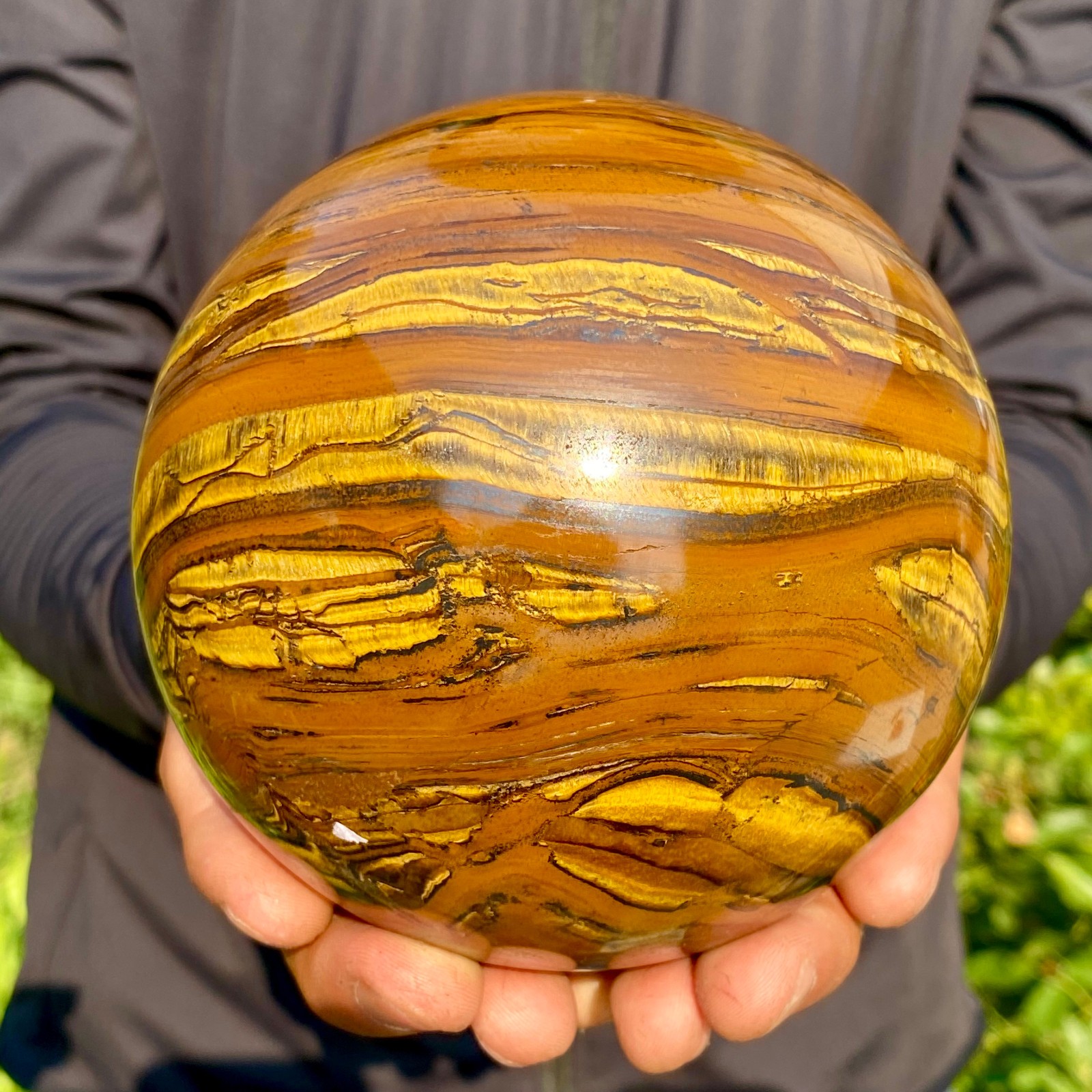 4.98LB Large Natural Tiger Eye Stone Crystal Ball Quartz Healing Sphere Décor