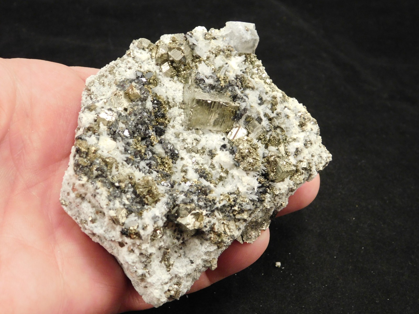 Larger! PYRITE Crystal CUBE Cluster with Druzy Quartz From Peru 314gr