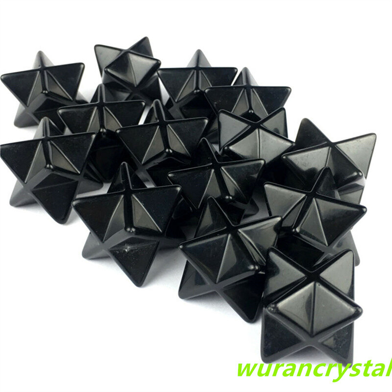 1.5″ Natural Obsidian Merkaba Star Geometry Chakra Quartz Crystal Healing 1PC