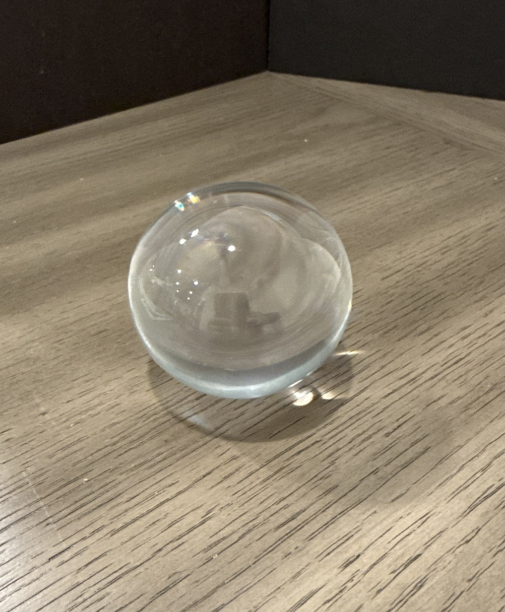 Vintage Crystal Ball Glass 2.25” Clear Orb Solid NO Stand Heavy Unique Magic