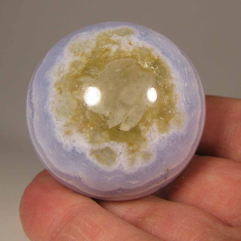 45mm BLUE LACE AGATE Polished Gemstone Sphere Ball w/ Stand – Namibia