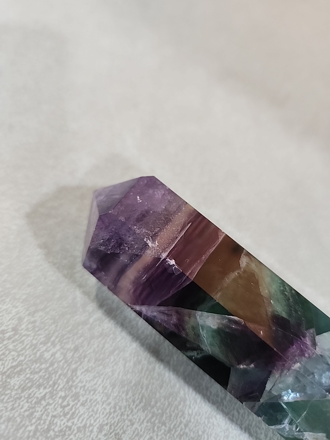 8 oz 4.25 in. Natural rainbow fluorite quartz Crystal obelisk Point Healing Wand