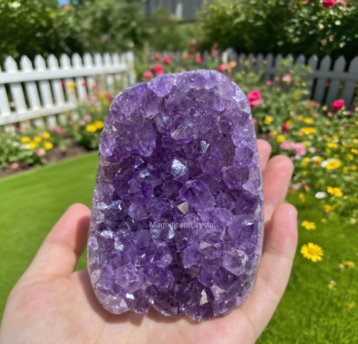 300G Rare Natural Amethyst Geode Cluster Purple Quartz Crystal Healing Decor