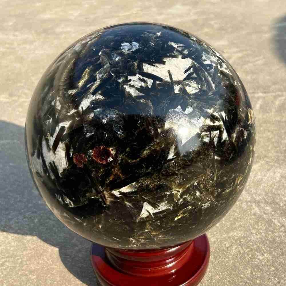 48.4lb Natural green Mica Lepidolite Quartz Sphere Crystal Ball Reiki Gem +stand