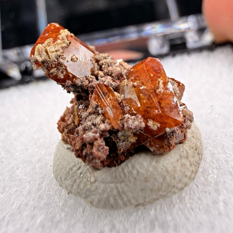 Old Stock Deep Red Wulfenite Crystal Cluster (Thumbnail) – Red Cloud Mine, AZ