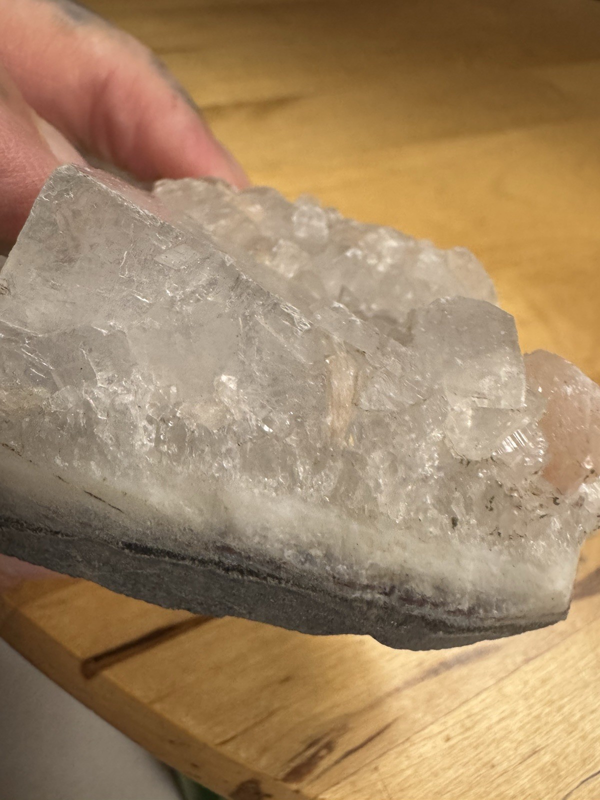 7099 Apophyllite With Stilabite India 1.5”T 2.0”W 3.4”L Wt. 8 Oz.