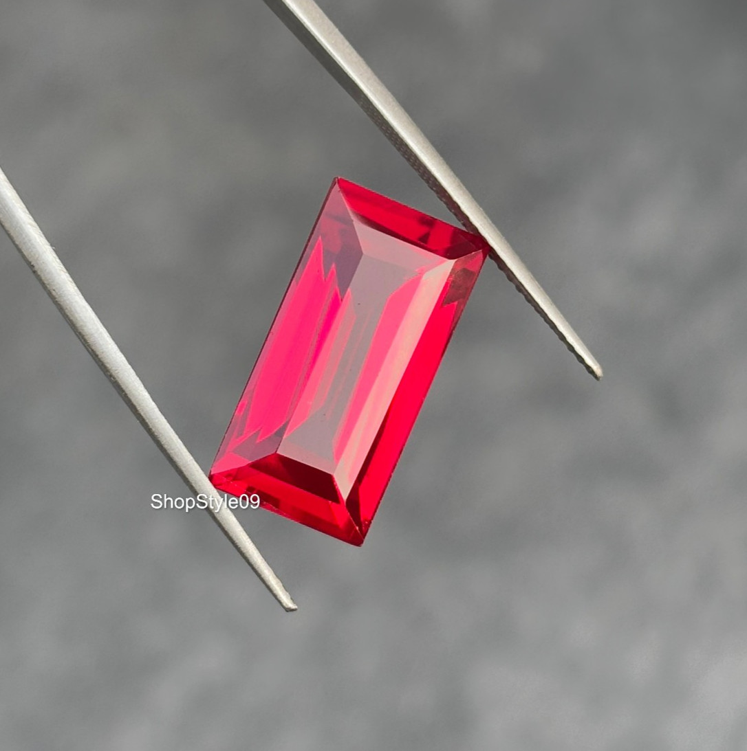 16.00 Ct Natural Red Ruby Princess Cut 18.3×9.3×7.2mm Certified Loose Gemstone