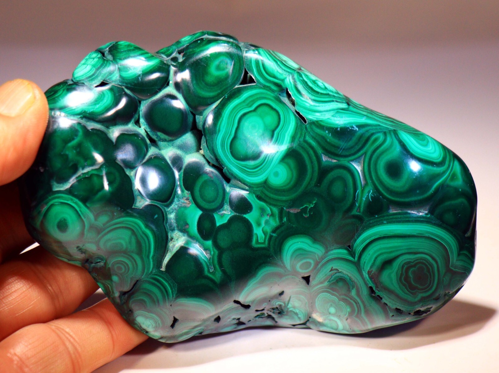 5.25 inch Top Quality Polished Bull’s Eye Malachite, Congo! M427