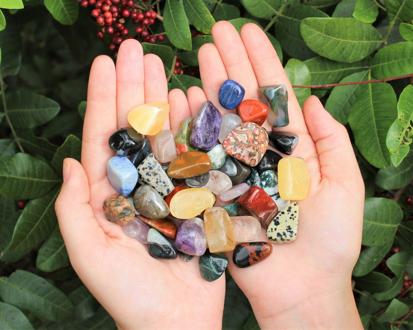 Assorted Mixed Tumbled Stones 1 lb Wholesale Bulk Lot SMALL 16 oz (About 100)