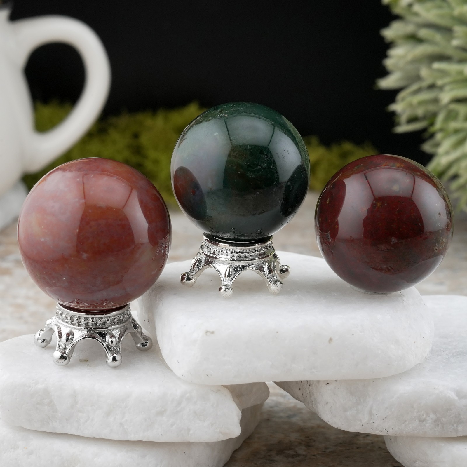 Natural Ocean Jasper Crystal Sphere Spiritual Healing Protection Gemstone Ball