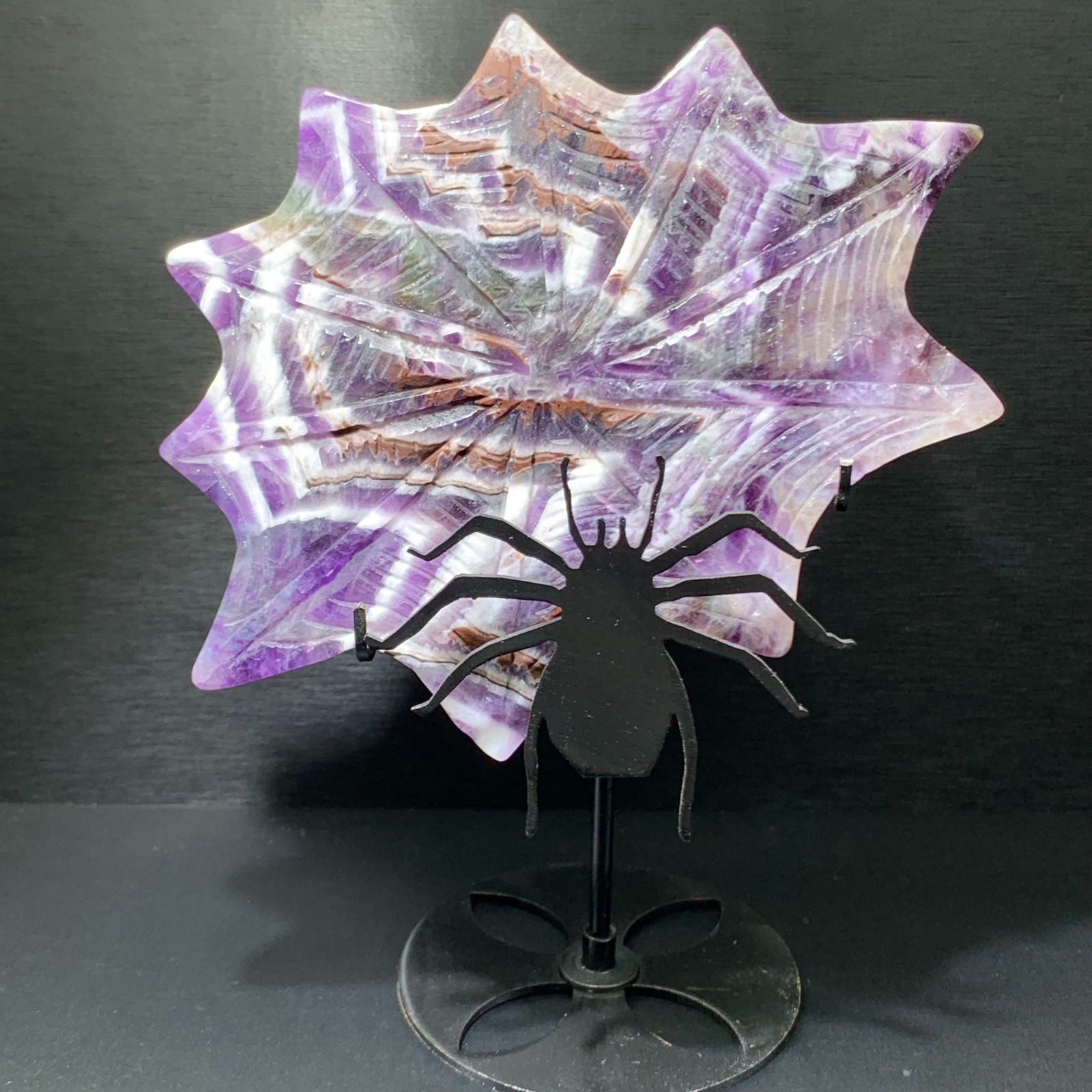 246G Natural Amethyst spider skull Quartz Crystal Skull Figurines Healing