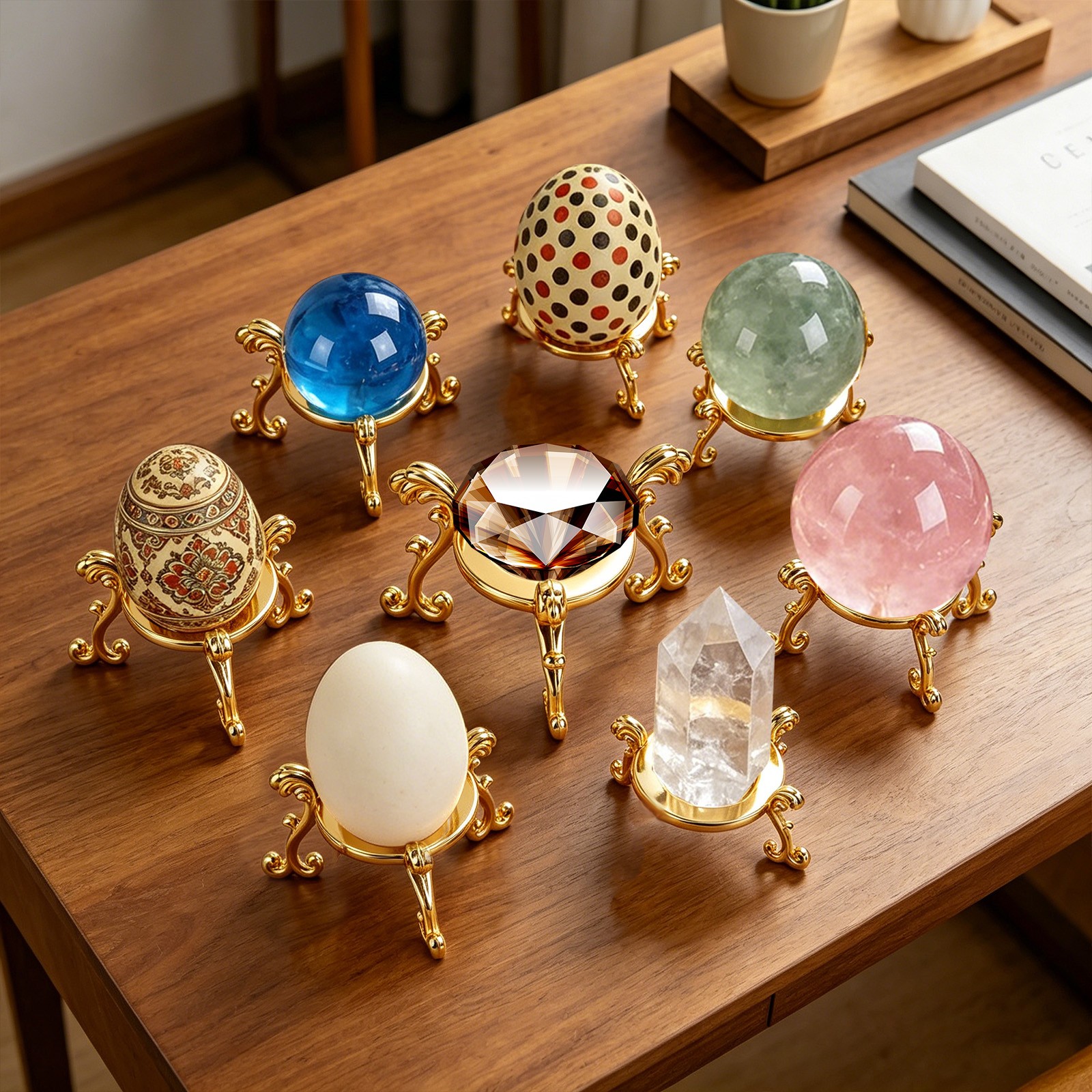 10PCS Metal Sphere Display Stand Gold Crystal Ball Base Gemstone Holder Tripod
