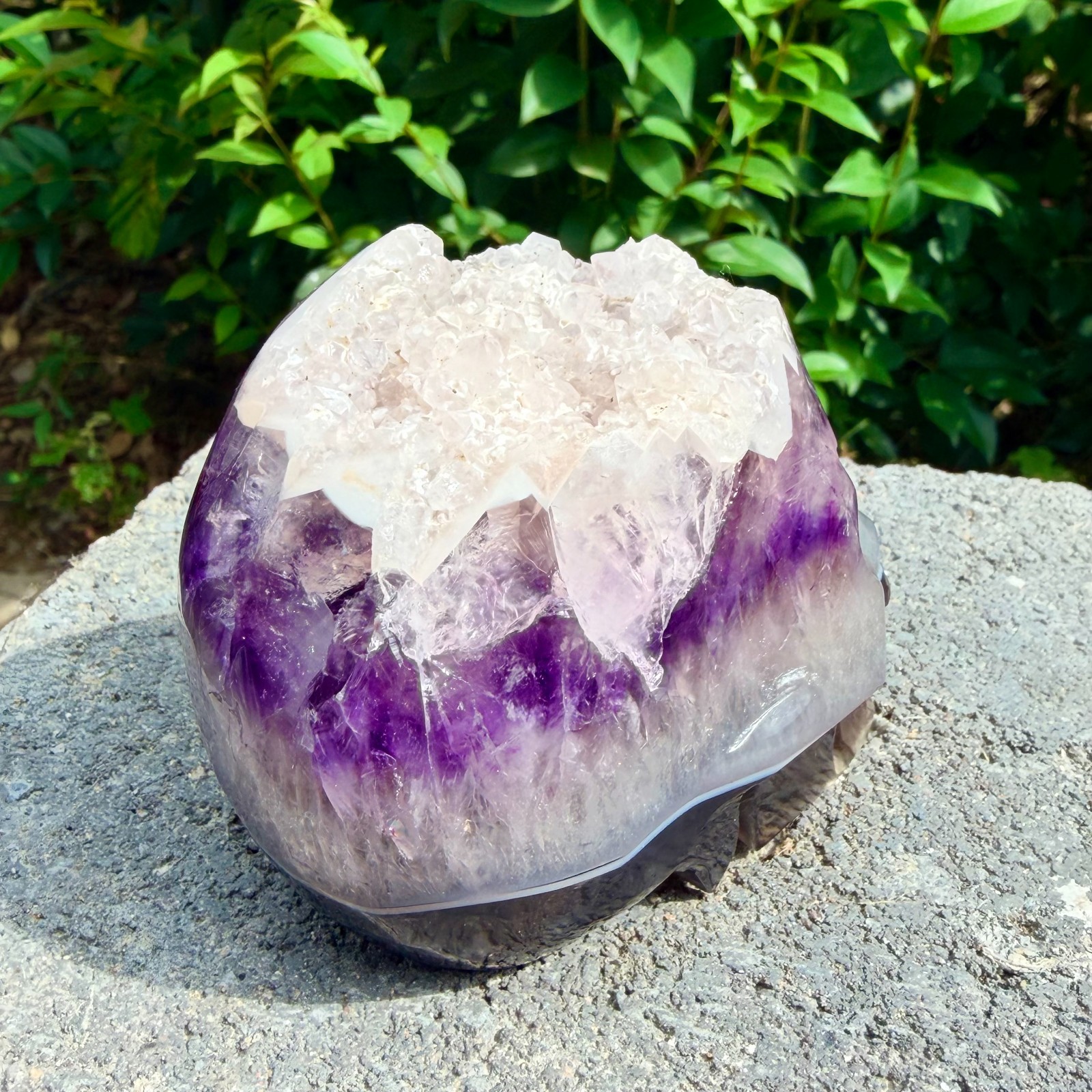 1.43lb Amethyst agate crystal cave skull, Rare hand carved skull specimen
