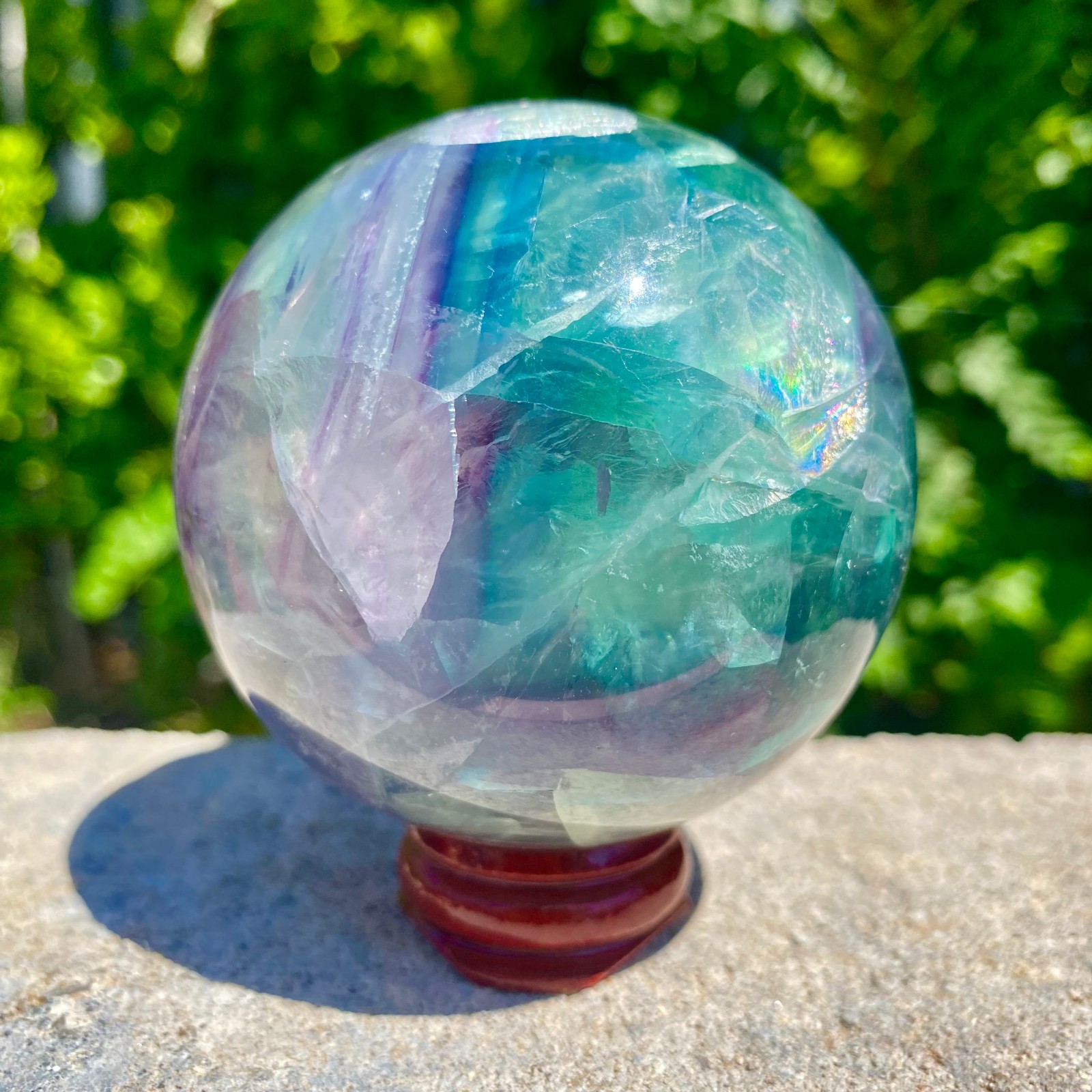 1.24LB natural Green fluorite ball quartz crystal Sphere Reiki energy healing